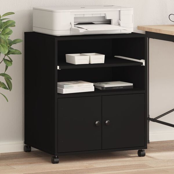 vidaXL Suport pentru imprimantă cu roți, negru, 60x48x74 cm