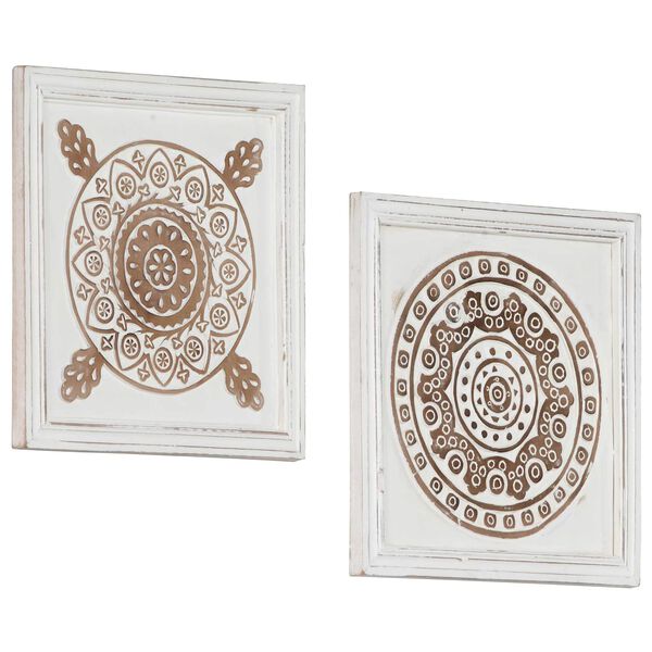 vidaXL Decorațiuni Artă 2 pcs Maro și alb 40 x 40 x 1,5 cm