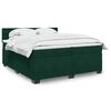 vidaXL Pat box spring cu saltea, verde &icirc;nchis, 200x200 cm, catifea