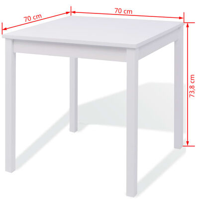 vidaXL Set de masă, trei piese, alb, lemn de pin