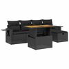 vidaXL Set mobilier de grădină cu perne, 6 piese, negru, poliratan