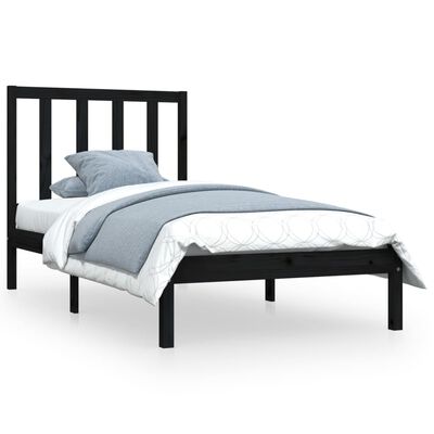 vidaXL Cadru de pat, negru, 100x200 cm, lemn masiv de pin
