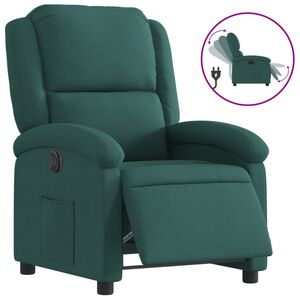 vidaXL Fotoliu rabatabil electric, verde &icirc;nchis, material textil