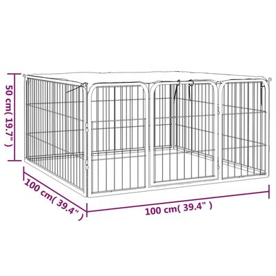vidaXL Padoc pentru câini cu 4 panouri, negru, 100x50 cm, oțel