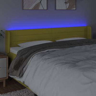 vidaXL Tăblie de pat cu LED, verde, 163x16x78/88 cm, textil