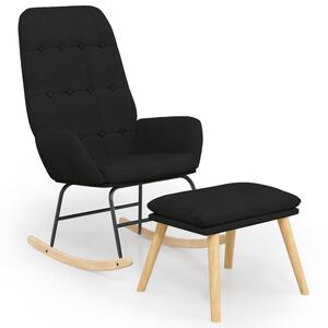 vidaXL Scaun balansoar cu taburet, Negru, material textil