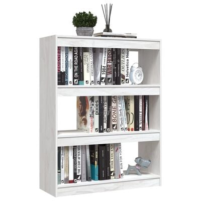 vidaXL Bibliotecă/Separator cameră, alb, 100x30x103 cm, lemn masiv pin