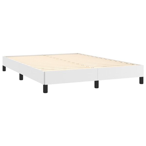 vidaXL Cadru de pat, alb, 140x200 cm, piele ecologică