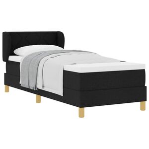 vidaXL Pat cu arcuri cu saltea cu headboard Negru 80 x 200 cm țesătură