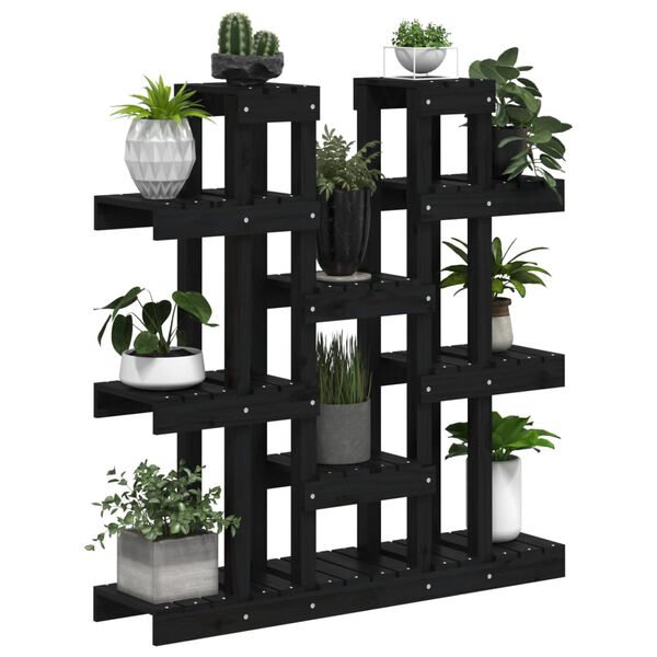 vidaXL Suport pentru plante, negru,104,5x25x109,5cm, lemn masiv de pin