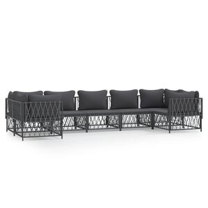 vidaXL Set mobilier de grădină cu perne, 7 piese, antracit, oțel