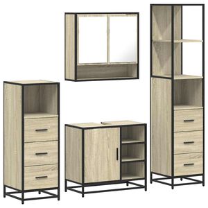 vidaXL Set de mobilier de baie din 4 piese din lemn de stejar Sonoma