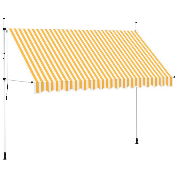 vidaXL Copertină retractabilă manual, portocaliu și alb, 350 cm, dungi