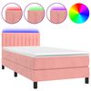 vidaXL Pat continental cu saltea & LED, roz, 80x200 cm, catifea