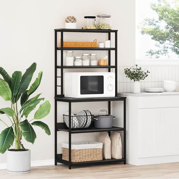 vidaXL Raft de bucătărie Stejar Negru 80 x 40 x 168 cm Lemn compozit