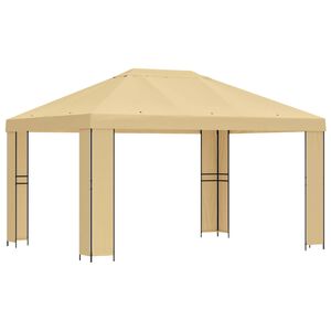 vidaXL Foișor 4 &times; 3 m Crem Poliester și oțel 190 gsm