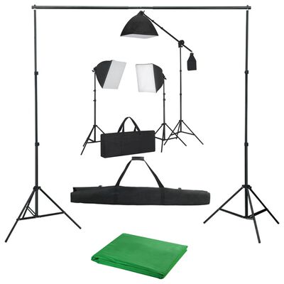 vidaXL Kit studio foto cu lumini softbox și fundal