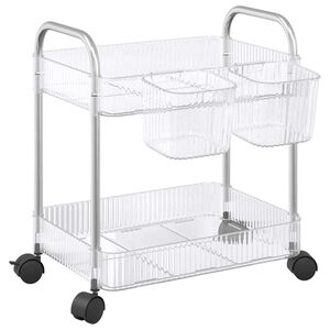 vidaXL Cărucior de depozitare cu 2 niveluri transparent acrilic