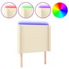 vidaXL Tăblie de pat cu LED, crem, 103x16x118/128 cm, piele ecologică