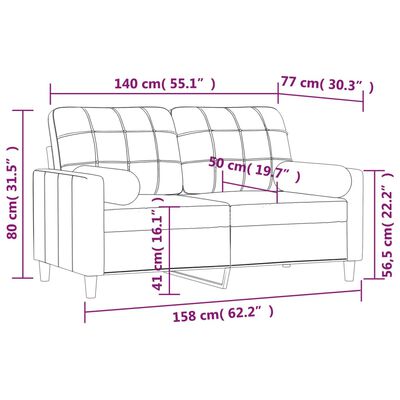 vidaXL Canapea cu 2 locuri cu perne&pernuțe gri închis 140 cm textil