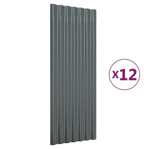vidaXL Panouri de acoperiș 12 buc. oțel galvanizat antracit 100x36 cm