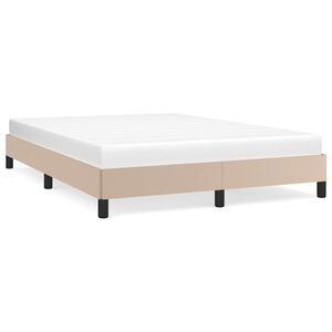 vidaXL Cadru de pat, cappuccino, 140x190 cm, piele ecologică