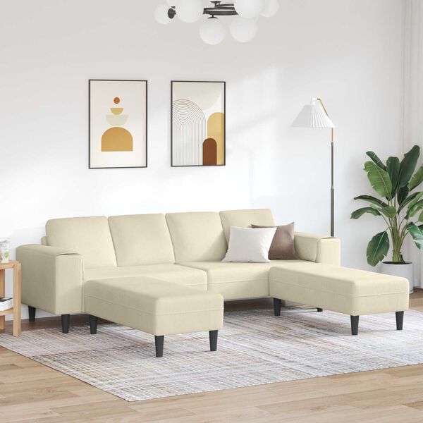 vidaXL Canapea Crem 250 x 188 x 76 cm Țesătură din corduroy