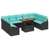 vidaXL Set de masă pentru grădină 10 pcs Negru și Albastru petrol
