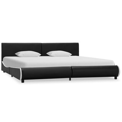 vidaXL Cadru de pat, negru, 180 x 200 cm, piele ecologică