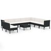 vidaXL Set mobilier de grădină cu perne, 11 piese, negru, poliratan