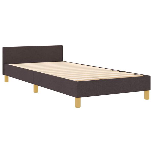 vidaXL Cadru de pat cu headboard Maro &icirc;nchis 100 x 200 cm țesătură