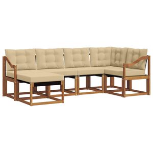 vidaXL Set de canapele de exterior cu pernă 6 pcs Natural și Bej