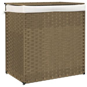 vidaXL Coș de rufe cu 2 secțiuni, 53x35x57 cm, poliratan