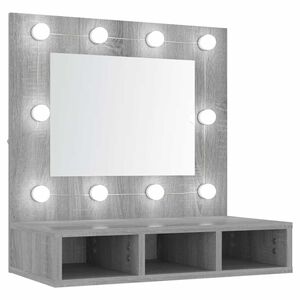 vidaXL Dulap cu oglindă și LED, gri sonoma, 60x31,5x62 cm
