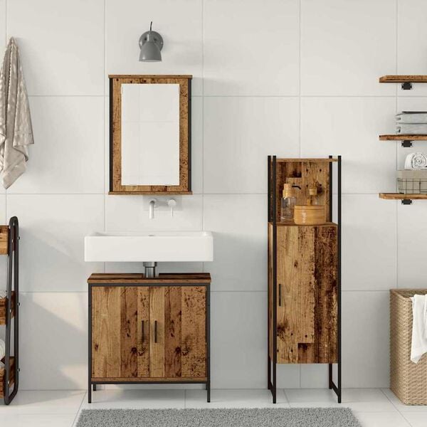 vidaXL Set de mobilier pentru baie 3 pcs Maro 33 x 33 x 120.5 cm