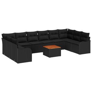 vidaXL Set de canapele pentru grădină 11 buc. Negru poliratan