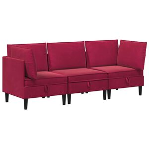 vidaXL Set de mobilier pentru living 3 buc. Roșu Vin Catifea