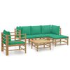 vidaXL Set mobilier de grădină cu perne verzi, 6 piese, bambus