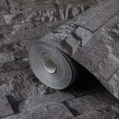 vidaXL Tapet 3D cu aspect de piatră, negru