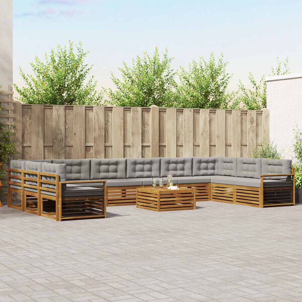 vidaXL Seturi de canapele cu pernă 11 pcs Gri natural și deschis