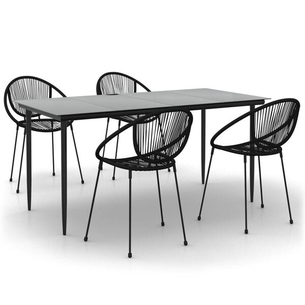 vidaXL Set mobilier de grădină, 5 piese, negru, ratan PVC