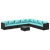 vidaXL Set mobilier de grădină cu perne, 9 piese, negru, poliratan