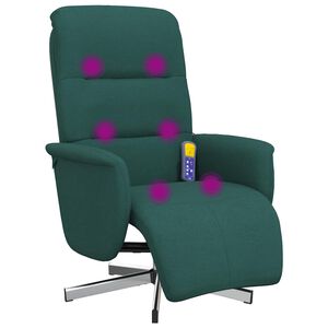 vidaXL Fotoliu masaj rabatabil cu suport picioare verde &icirc;nchis textil