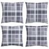 vidaXL Perne pentru exterior 4 pcs Gri &icirc;n carouri 40 x 40 cm Țesătură