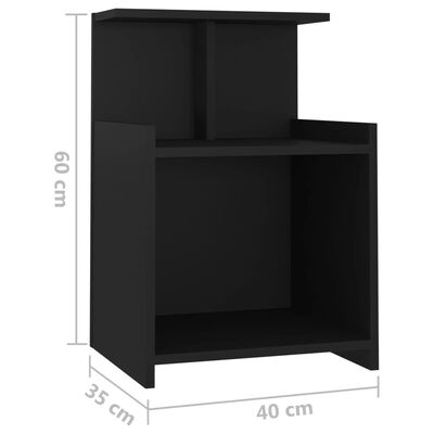 vidaXL Noptieră, negru, 40x35x60 cm, PAL