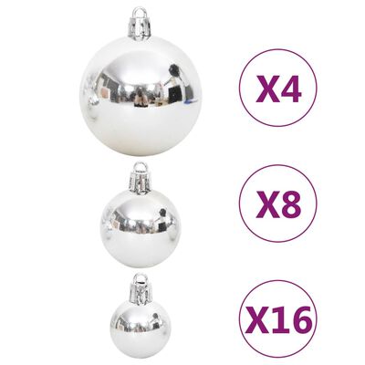vidaXL Set globuri de Crăciun, 108 piese, argintiu și alb