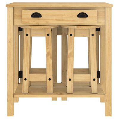vidaXL Set mobilier de bar, 3 piese, lemn masiv de pin