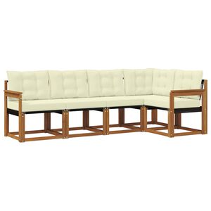vidaXL Set de canapele de exterior cu pernă 5 pcs Natural și Crem