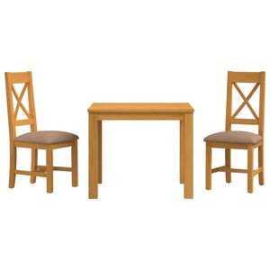 vidaXL Set de dining 3 buc. Gri Lemn de stejar masiv