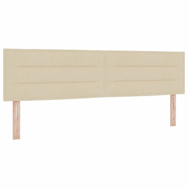 vidaXL Pat cu arcuri cu saltea cu headboard Crem 180 x 200 cm țesătură